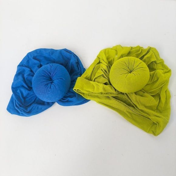 Adorable Brand New Turban Wrap Hat for Baby Royal Blue Citron Green Soft Stretch - Picture 1 of 4